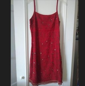 Vintage silk dark red mididress